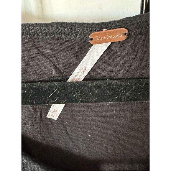 Free People Maxi Ruched Dress Womens M Black V-Neck Drawstring Baggy - Picture 5 of 12